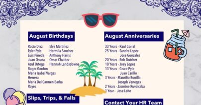 List of August birthday and work anniversary celebrants